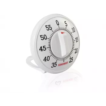 LEIFHEIT ComfortLine mechaninis virtuvės laikmatis, 60 minučių, suktuvinis, magnetinis, baltas/pilkas