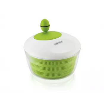 LEIFHEIT Salotų džiovintuvas Trend 4,5L su rankiniu sukimu ir serviravimo dubeniu, žaliu dangteliu