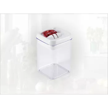 LEIFHEIT Fresh&Easy maisto laikymo indas 800ml, hermetiškas, sukraunamas, be BPA, permatomas su baltu/žaliu dangteliu