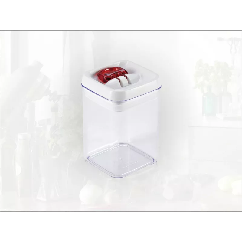 LEIFHEIT Fresh&Easy maisto laikymo indas 800ml, hermetiškas, sukraunamas, be BPA, permatomas su baltu/žaliu dangteliu