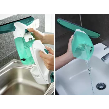 LEIFHEIT langų valymo siurblys Dry&Clean su 43 cm Click System rankena, elektrinis langų siurblys, baltas/turkio spalvos