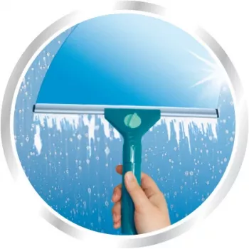 LEIFHEIT Classic langų valytuvas su teleskopiniu kotu 100-155 cm, 33 cm valytuvas, be dryžių, žalia/balta