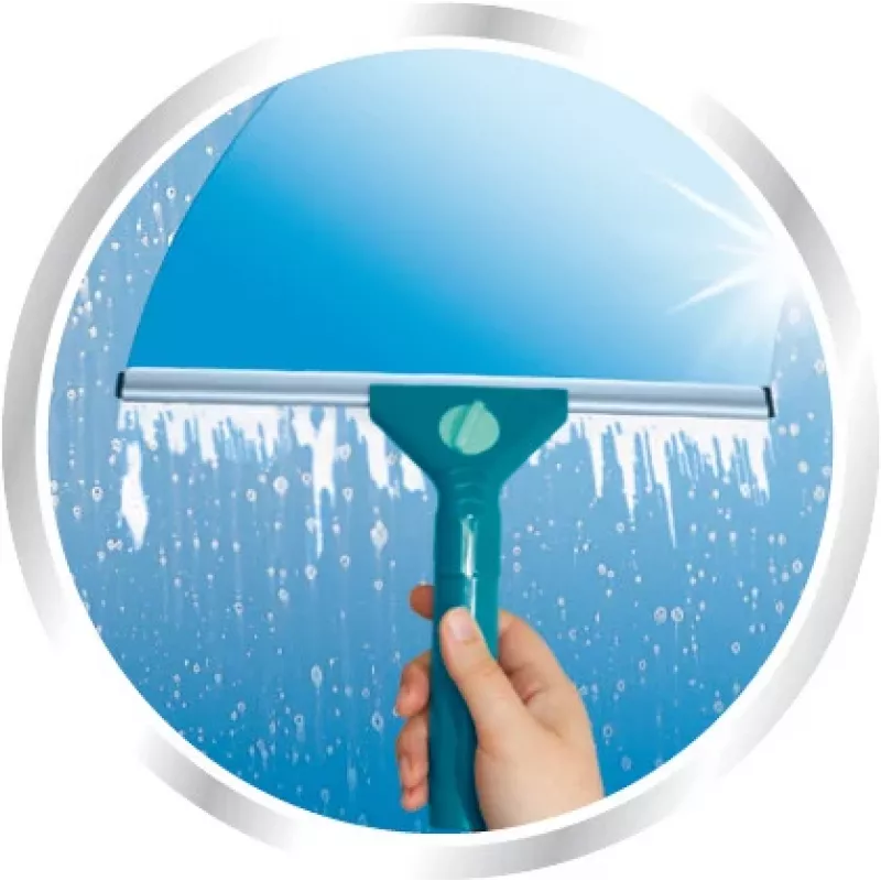 LEIFHEIT Classic langų valytuvas su teleskopiniu kotu 100-155 cm, 33 cm valytuvas, be dryžių, žalia/balta