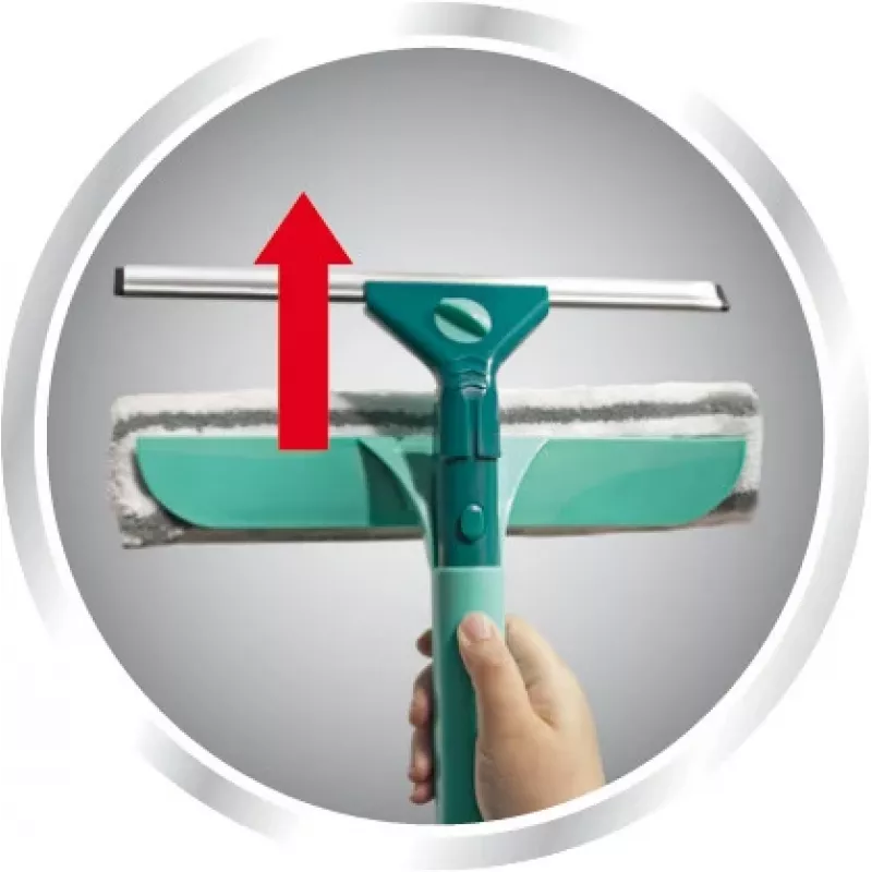 LEIFHEIT Classic langų valytuvas su teleskopiniu kotu 100-155 cm, 33 cm valytuvas, be dryžių, žalia/balta