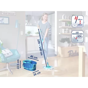 LEIFHEIT grindų valymo rinkinys su besisukančia diskine šluoste Ergo ir Power Cleaner 1L