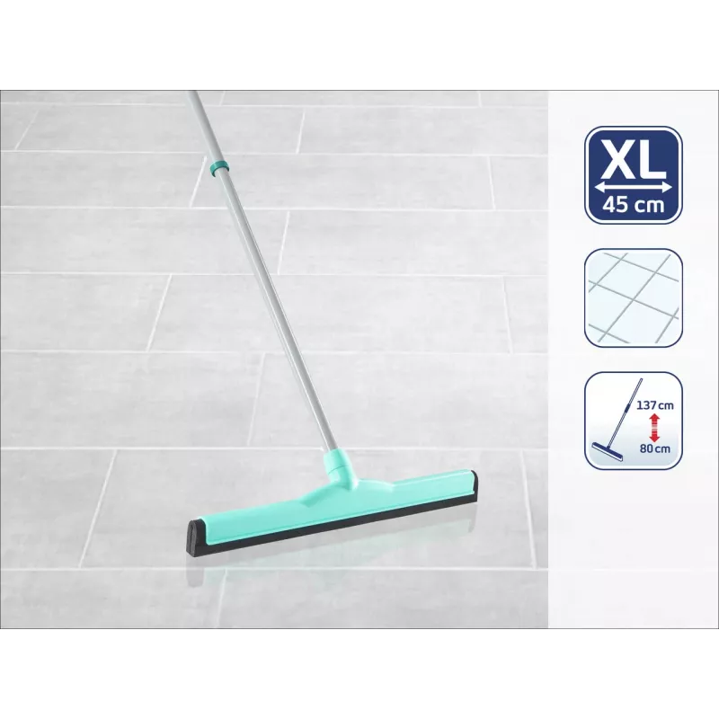 LEIFHEIT Classic Aqua Collect grindų šluostė su teleskopiniu kotu, 45 cm, žalia/balta