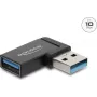 Delock USB 10 Gbps Type-A vyriškas į moterišką adapteris, kairės pusės kampu