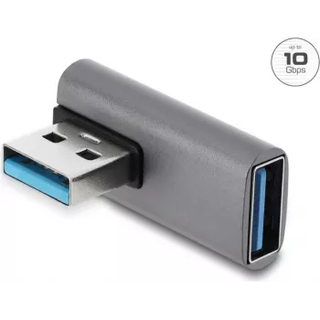 Delock USB 10 Gbps Type-A vyriškas į moterišką status kampas adapteris, aliuminio korpusas