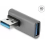Delock USB 10 Gbps Type-A vyriškas į moterišką status kampas adapteris, aliuminio korpusas