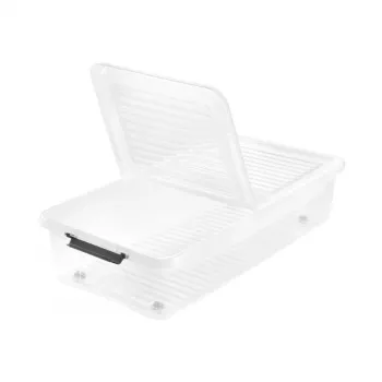 keeeper Leo dėžė laikymui po lova su dangčiu ir ratukais, 53 L, permatoma, 77 x 58 x 16 cm