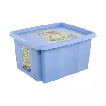 keeeper dėžė su dangčiu 24L Karolina “Minions Happiness” 42,5x35,5x22,5cm šviesiai mėlyna