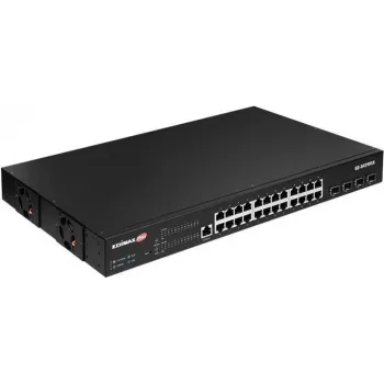 Edimax Pro GS-5424PLX 24 prievadų Gigabit PoE+ išmanusis komutatorius su 4x 10G SFP+ uplink, 400W biudžetu, L2+ valdymu, montuojamas į stelažą