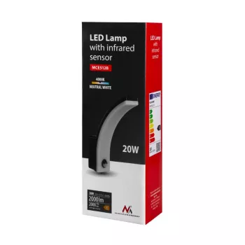 MACLEAN MCE512B LED lempa su judesio jutikliu, 20W, 2000 lm, IP65