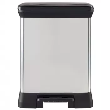 CURVER Metalinė pedalų šiukšliadėžė Deco Bin Duo 10+18L Sidabrinė