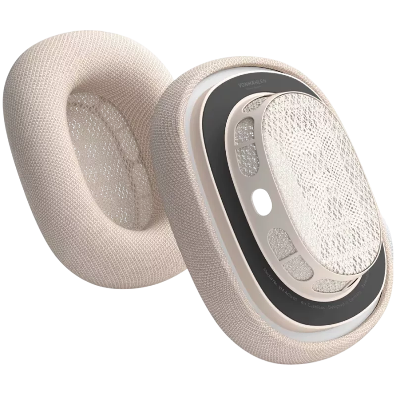 VONMÄHLEN Air Cushions, skirti AirPods Max, šampanės spalvos - Aukščiausios kokybės proteino odos ir atminties putų pakaitinės ausų pagalvėlės
