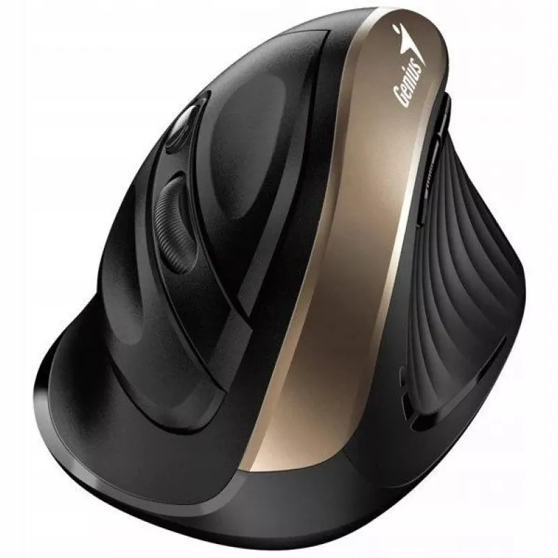 UNITEK Genius Ergo 8250S belaidė ergonominė pelė juoda-auksinė 1600DPI