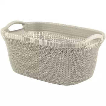 CURVER Knit 40L skalbinių krepšys su dangčiu ir integruotomis rankenomis, baltas, 59,5 x 38,5 x 27 cm