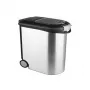 CURVER Pet Life 35L hermetiškas augintinių maisto laikymo konteineris su ratukais, sidabrinis, talpina 12kg sauso maisto, be BPA plastikas