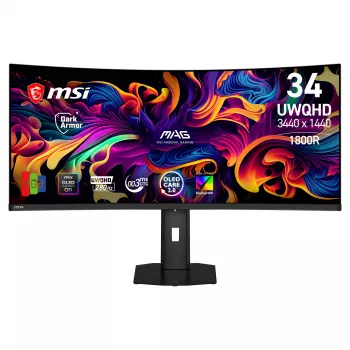 MSI 34 colių QD-OLED UWQHD 280Hz lenktas žaidimų monitorius (9S6-3DE39T-003)