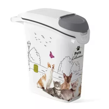 CURVER Petlife hermetiškas augintinių maisto laikymo konteineris 23L šunims ir katėms, 10kg sauso maisto, be BPA plastikas, spaudžiamas dangtis, pilkas