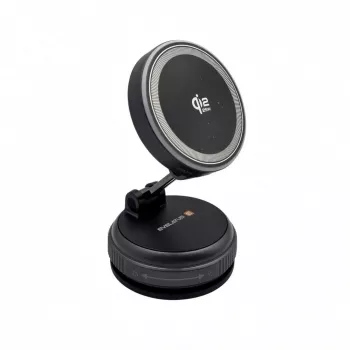 Evelatus Qi2 25W magnetinis belaidis automobilinis įkroviklis su AutoSpring susuktu USB-C kabeliu 1,2 m juodas
