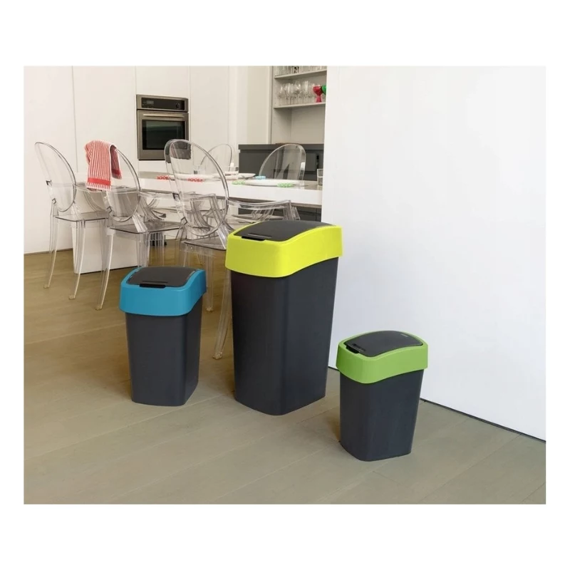 CURVER Flip Bin 9L juodas/žalias šiukšlių krepšys