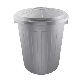 KEEEPER Mats 50L Maxi šiukšlių konteineris, sidabrinis, su stumdomu dangteliu, milteliniu būdu dažytas plienas, Ø50x55cm