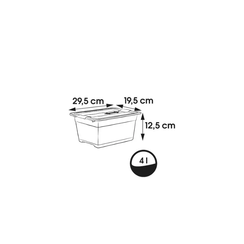KEEPEER Crystalbox Cornelia 4L permatoma laikymo dėžė su dangteliu, 29,5 x 19,5 x 12,5 cm