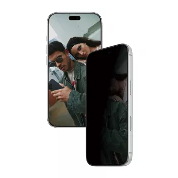 PanzerGlass PGS dvipusis privatumo ekrano apsauginis stiklas, skirtas Apple iPhone 2026 Pro Ultra-Wide Fit