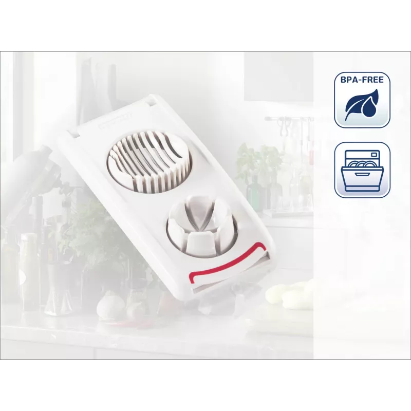 LEIFHEIT Egg Cutter Combi – 2-in-1 kiaušinių pjaustyklė ir skaidymo įrankis, balta