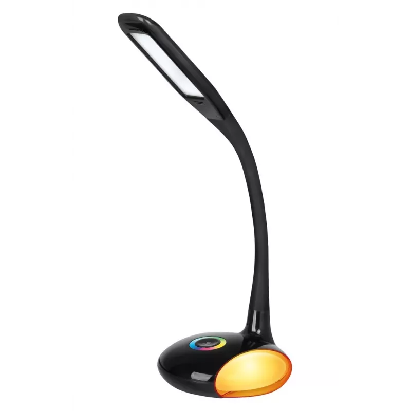 Activejet AJE-VENUS RGB juodas LED stalinis šviestuvas su RGB pagrindu, 7W pagrindinė šviesa, 3W RGB pagrindas, 400lm, 3000K/4500K/6000K, jutiklinis valdymas, lanksti ranka