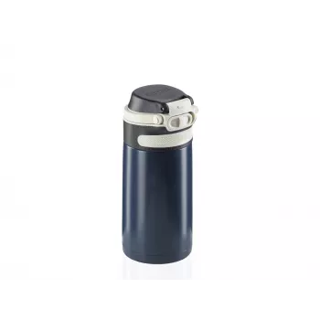 LEIFHEIT Thermos Flip 350 ml tamsiai mėlyna vakuuminė termo izoliuota nerūdijančio plieno kelioninė puodelis