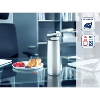 LEIFHEIT Thermo Mug Flip 600 ml sidabrinis