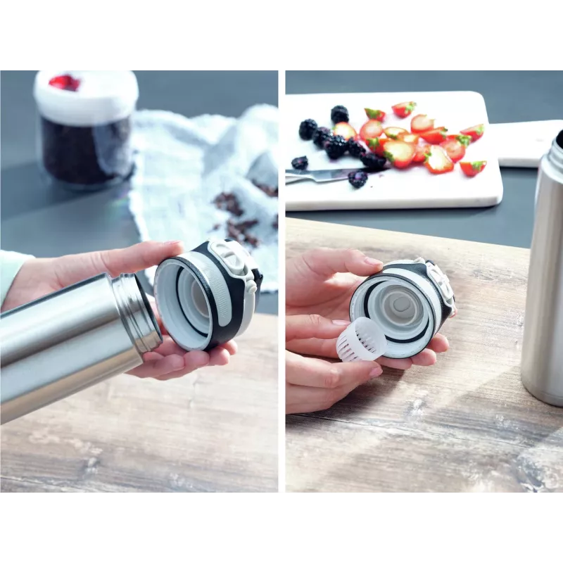 LEIFHEIT Thermo Mug Flip 600 ml sidabrinis
