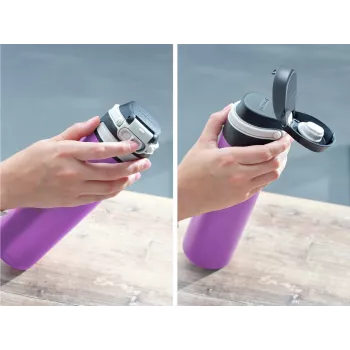 LEIFHEIT Thermos Flip 600 ml purpurinė vakuuminė termo izoliuota nerūdijančio plieno gertuvė