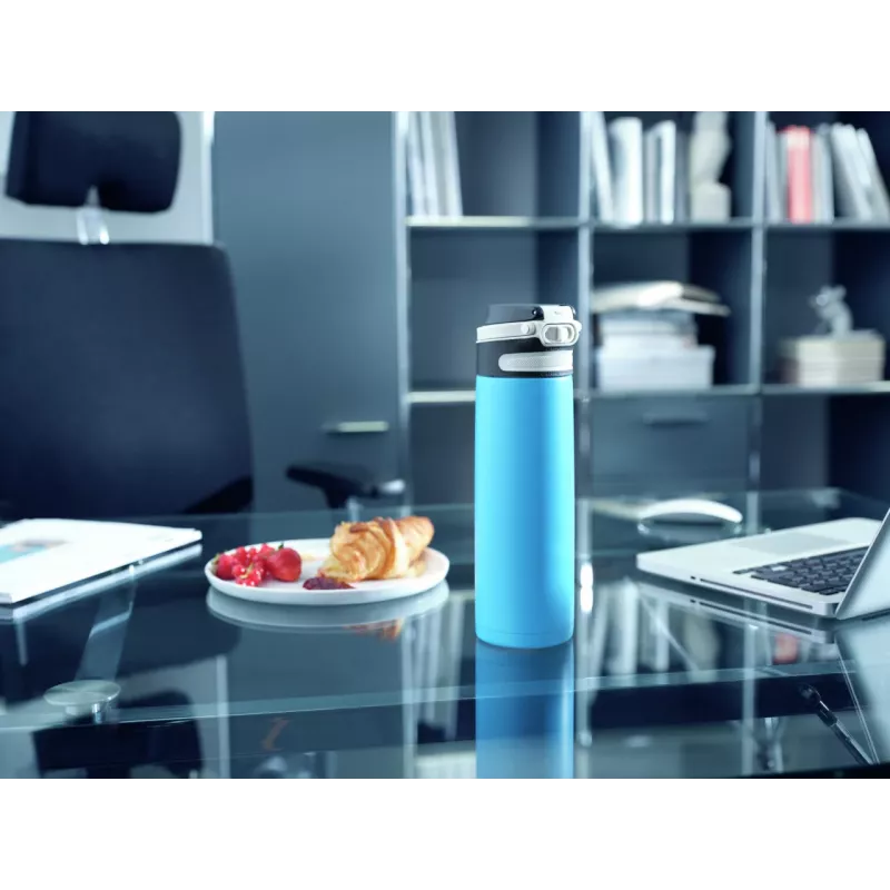 LEIFHEIT Thermos Flip 600ml šviesiai mėlyna vakuuminė termo izoliuota nerūdijančio plieno gertuvė