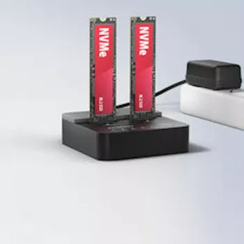AXAGON ADSA-M2C22L dviejų M.2 NVMe SSD diskų dokas, USB-C 20Gbps, klonavimas