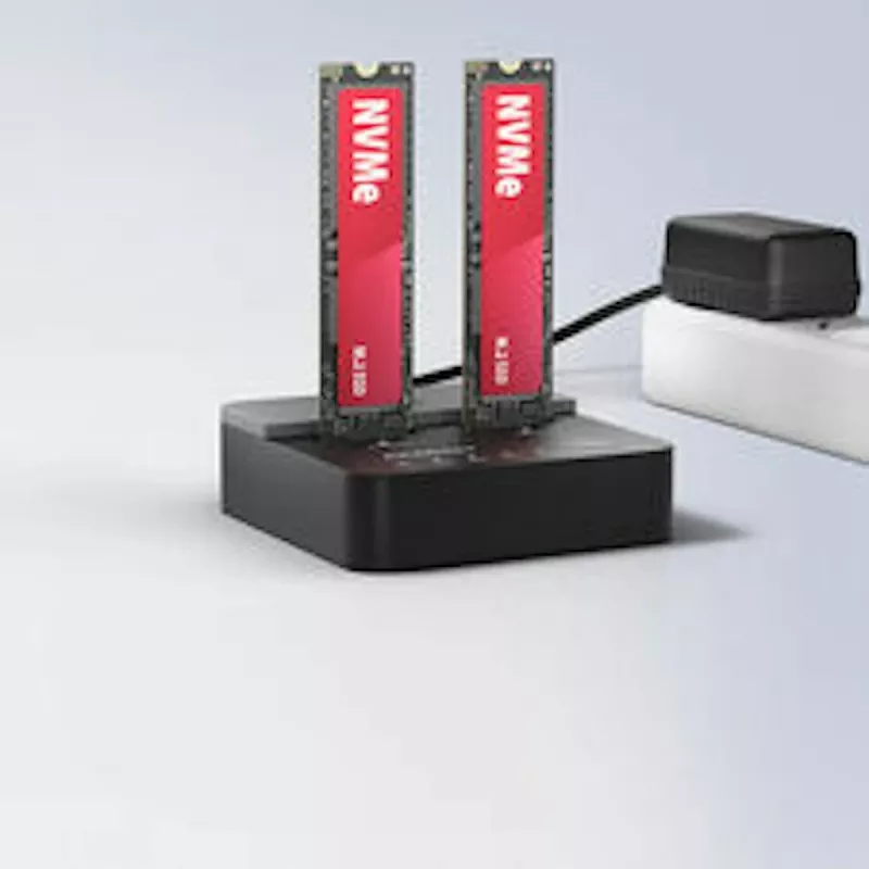 AXAGON ADSA-M2C22L dviejų M.2 NVMe SSD diskų dokas, USB-C 20Gbps, klonavimas
