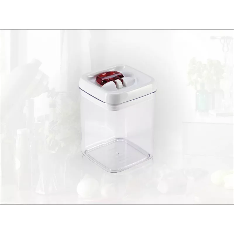 LEIFHEIT Fresh&Easy hermetiškas maisto laikymo indas 1,6 l, be BPA, permatomas su žaliu dangteliu