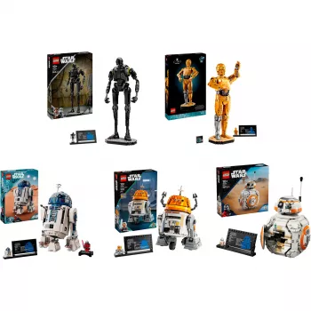 LEGO Star Wars droidų rinkinys (BB-8, R2-D2, BB-9E) programėle valdomi robotai droidai