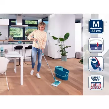LEIFHEIT Grindų valymo rinkinys Clean Twist M Ergo su Power Cleaner 1L, sukimosi mopas, žalia/balta
