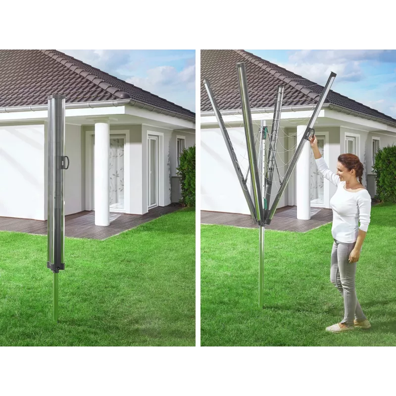 LEIFHEIT Linomatic 500 Plus rotacinis skalbinių džiovintuvas 50m sidabrinis/žalias