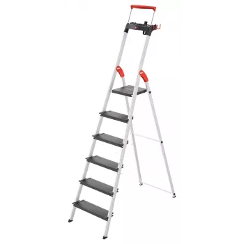 Hailo L100 TopLine 7 pakopų aliuminės kopėčios su daugiafunkciu padėklu, 150 kg apkrova, EN 131 8050-607