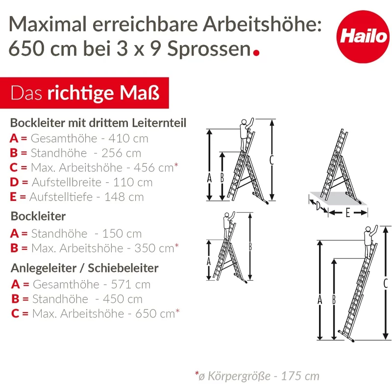 HAILO ProfiStep Combi aliuminės kopėčios 3x9 pakopų
