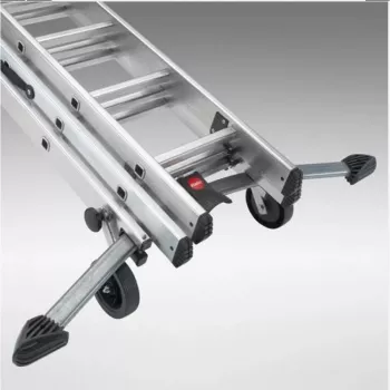 Hailo SafetyLine kopėčių ratukai – 2 dalių mobilumo rinkinys, 120 mm fiksuoti ritinėliai su guminiu protektoriumi, montavimas be įrankių užsegimo būdu, juodi/raudoni
