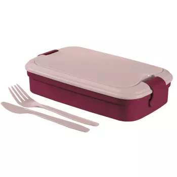 CURVER Lunch&Go stačiakampė maisto dėžutė su stalo įrankiais 1,4 l violetinė