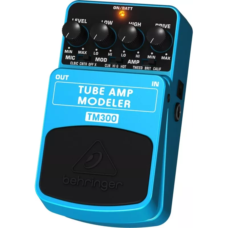 Behringer TM300 vamzdinio stiprintuvo modeliuoklis efektų pedalas elektrinei gitarai, mėlyna/juoda