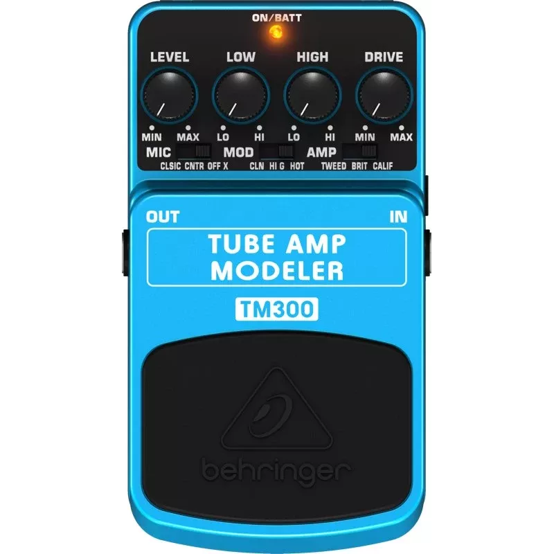 Behringer TM300 vamzdinio stiprintuvo modeliuoklis efektų pedalas elektrinei gitarai, mėlyna/juoda