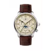 Zeppelin Mediterranee 96365_SET automatinis laikrodis, 42mm, žalias saulės spindulių ciferblatas, rudi odiniai ir Milanese tinklelio apyrankės