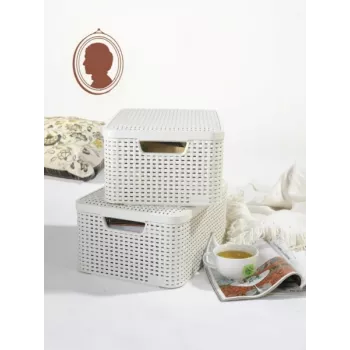 CURVER Style M dėžė su dangčiu, 39,3 x 29,3 x 18,7 cm, kreminės spalvos, 21,6 L, sulankstoma